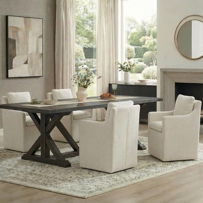 KISLOT Upholstered Dining Chairs with Casters, No Assembly Modern Accent Armchair with Rollers for Dining Room, Bedroom, Living Room, Reading Room, Already Assembled, Beige, 2 Box - color: Beige, size: Set of 2 (2 BOX)