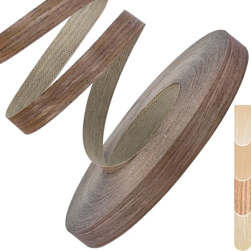 Walnut Edge Banding, 1 inch x 250ft Plywood Veneer Wood Edge Banding, Preglued Wood Tape Banding for Cabinet Repair - color: Walnut, size: 1"x 250ft