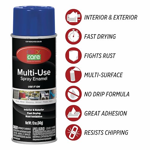 Spray Paint, 12 oz, 4-Pack (Gloss Dark Blue) – All-Purpose, Indoor & Outdoor, Rust Resistant, for Wood, Metal, Plastic & Masonry - color: Dark Blue