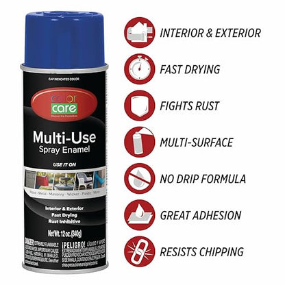 Spray Paint, 12 oz, 4-Pack (Gloss Dark Blue) – All-Purpose, Indoor & Outdoor, Rust Resistant, for Wood, Metal, Plastic & Masonry - color: Dark Blue