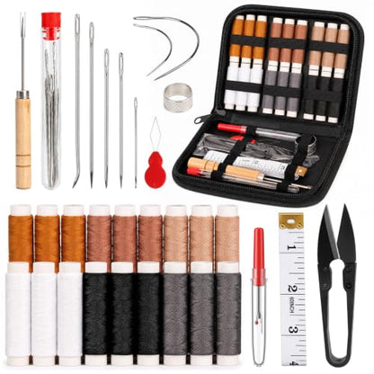 Coquimbo Leather Sewing Kit: 43pcs Needle and Thread Kit with Sewing Awl