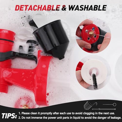 Paint Sprayer Gun for House Painting - 800W HVLP Paint Gun with 5 Nozzles & 3 Patterns, Adjustable Flow Electric Spray Paint 1200ml Container, Easy to Clean for Furniture Wood Door Fence Wall Chair