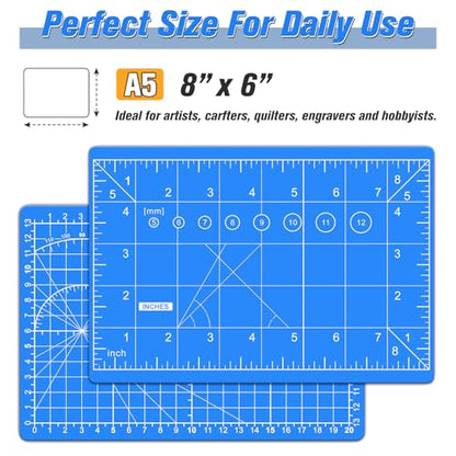DIYSELF 1 Pcs Craft Knife Hobby Knife with 20 Pcs Stainless Steel Blades Kit and Blue Cutting Mat 6in×8in (Gold)