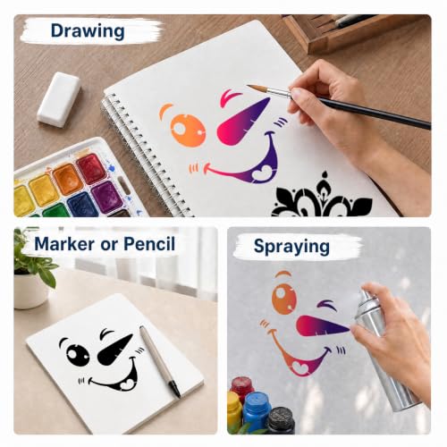 AFRITEE Christmas Stencils for Crafts Reusable Snowman Template for Wall - style: Snowman