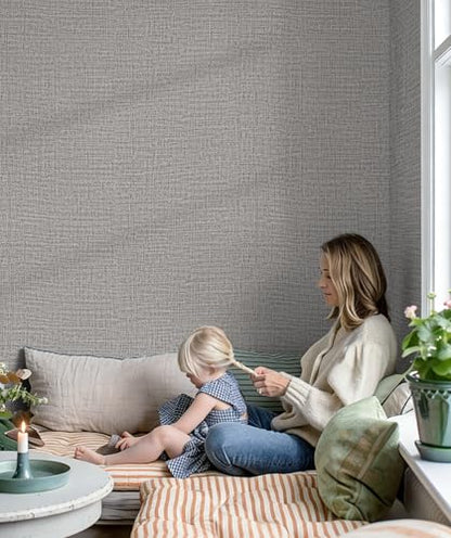 Guvana Grasscloth Peel and Stick Wallpaper Grey Textured Contact Paper Modern Removable Self Adhesive Wall Paper Thicken Fabric Faux Linen Wallpaper for Bathroom Living Room Cabinets 78.7inx15.7in - color: Gray, size: 15.7" x 78.7"
