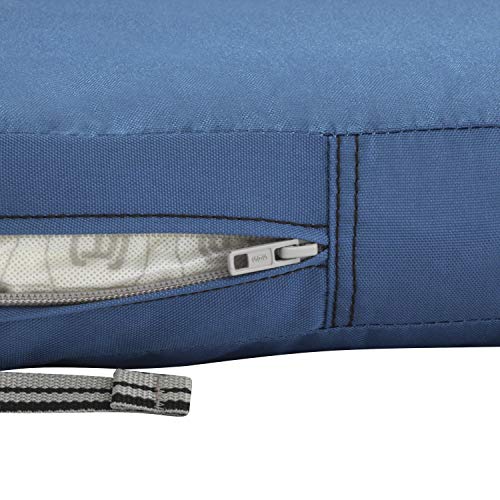 Classic Accessories Ravenna Water-Resistant 19 x 19 x 3 Inch Patio Seat Cushion, Empire Blue, Chair Seat Cushion - color: Empire Blue, size: 19"W x 19"D x 3"Thick