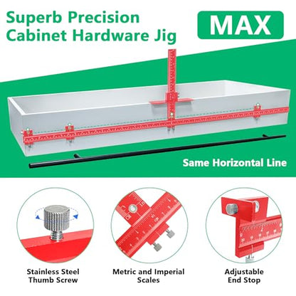 44" & 16" Max Cabinet Hardware Jig Kit, Aluminum Alloy Cabinet Handle Jig - color: Red