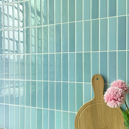 Alwayspon 10 Sheets 3D Peel and Stick PVC Backsplash Tiles, 10"x10" Self-Adhesive Wall Tile Stickers Stick on Subway Tiles for Kitchen Bathroom, Mint Green - color: T80559