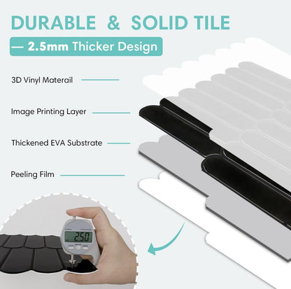 Commomy Thicker 3D Peel and Stick Backsplash,10 Pcs 12" x 12" Black - color: Fish Scale Glossy Black & Thicker Design