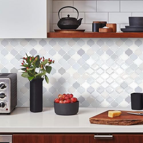 STICKGOO Arabesque Peel and Stick Backsplash Tile for Kitchen, Light Tones - color: Light Tones