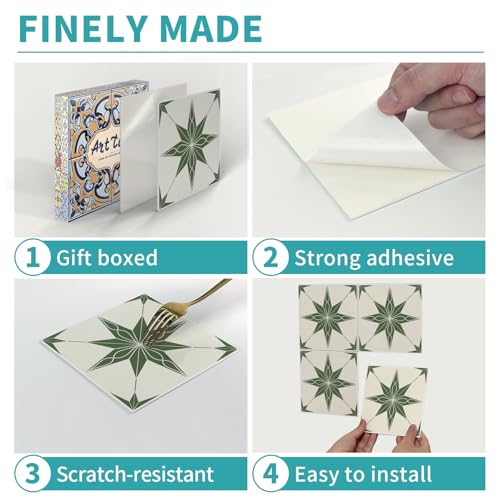 Alwayspon 12 Sheet 6x6inch 3D Thicken Foaming Board Vinyl Backsplash Marble Tiles, Self-Adhesive Peel and Stick Wall Tile Stickers Stick on Subway Tiles for Kitchen Bathroom Wall, Beige Green - color: Beige Green 1