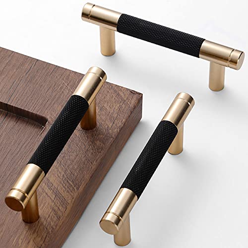 24 Pack 3 Inch 76 mm Bar Cabinet Pulls Gold and Black Knurled Handles for Brushed Gold Drawer Pulls Cupboard Aluminum Handles - color: Gold and Black, size: 3 Inch