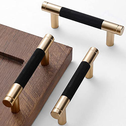 24 Pack 3 Inch 76 mm Bar Cabinet Pulls Gold and Black Knurled Handles for Brushed Gold Drawer Pulls Cupboard Aluminum Handles - color: Gold and Black, size: 3 Inch