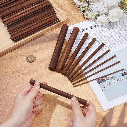 OLYCRAFT 50Pcs Walnut Dowel Rods 9 Sizes 5.9 Inch Long 2.7-19.5mm Walnut Wood Round Rods Brown Wooden Dowel Sticks for Crafts Unfinished Round Sticks for Handmade Building Model DIY Craft Supplies