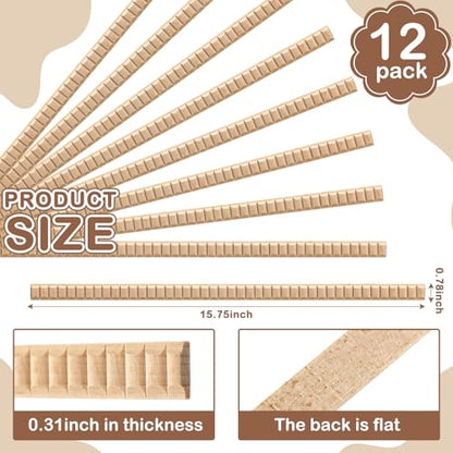 Nuanchu 12 Pcs Unfinished 3D Wood Trim Decor, Wavy, 14mm - size: 14mm, style: Wavy