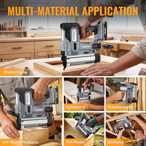 WORKPROX 20V Cordless Brad Nailer Kit, 18 Gauge 2-in-1 Nail & Staple Gun