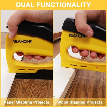 YEAHOME JT21 Forward Action Staple Gun, Upholstery Staple Gun with 1000 pcs JT 21 Staples, Light Duty Staple Guns for Wood, Crafts, DIY, Decoration, Fabric - style: with 1000 Staples