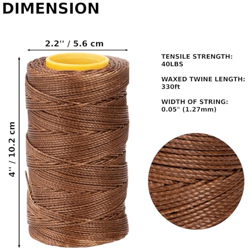 Sail Repair Kit with Sail Needle, Thick Waxed String Whipping Twine Brown - color: Brown