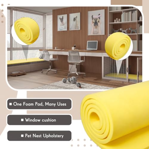 Amylove 1 Pack Upholstery Foam Sheet, 1/4" X 24" X 72",Yellow - color: Yellow, size: 1/4" X 24" X 72"