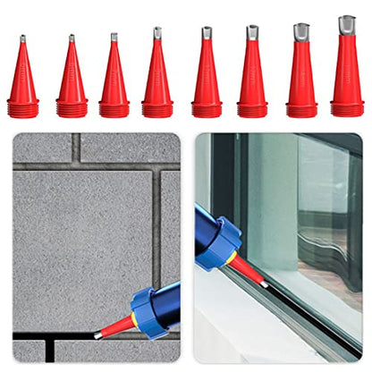 27 Pcs Caulking Finisher Kit, Reusable Caulking Nozzle Coating 15 Caulking Nozzle Applicators Caulking Tool Kit with 8 Connector Caulking Guns and 4 Grout Scraper for Bathroom Doors Windows - size: 27Pcs