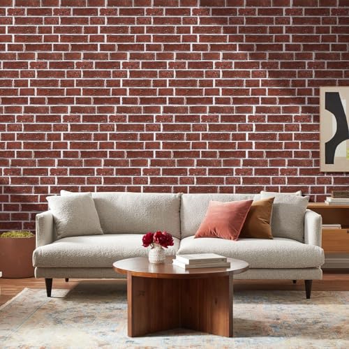 Commomy Faux Brick Panels Peel and Stick Wall Stickers 10 Pcs 11.8" x 11.8" - color: Brick-WR