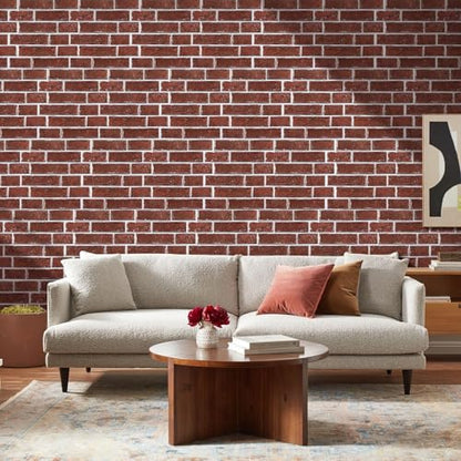 Commomy Faux Brick Panels Peel and Stick Wall Stickers 10 Pcs 11.8" x 11.8" - color: Brick-WR