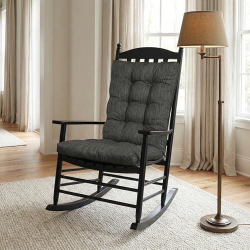 baibu Patented Dual-Layer Rocking Chair Cushion Set, 19.5 x 19.5 in, Black - color: Black