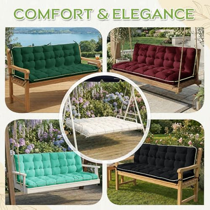 Oxford Fabric Swing Cushions with Backrest & Tie Straps for Patio Bench - color: Red