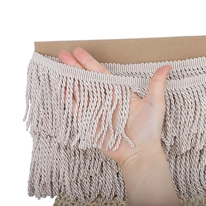 5 Yard Curtain Bullion Fringe Trim-Rayon Tassel Embellishments - color: light beige