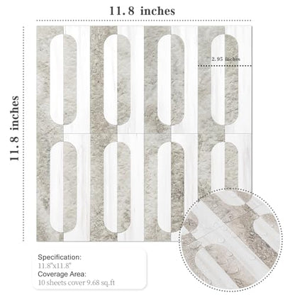 STICKGOO Peel and Stick Backsplash Tiles, 12 x 12 in, Marble/Beige - color: Dolomite White + Beige Slate