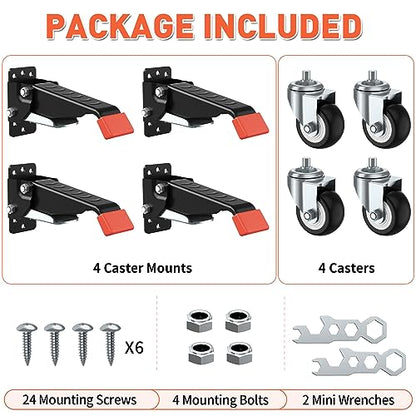 SPACEKEEPER Workbench Casters kit 660 Lbs- Retractable Casters, 4 Pack