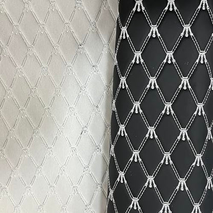 Quilted Foam Vinyl Fabric King Crown Classic Pattern with 0.23" Sponge Backing Faux Leather Fabric for Car Headliner, Furniture Upholstery, Headboards,Diamond 2" x 3" (King Crown-Black White) - color: King Crown-black White