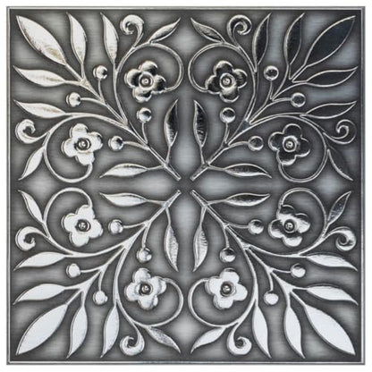 Main Street Peel and Stick Wallpaper Tiles Brushed Nickel & Silver - style: Brushed Nickel and Silver Leaves