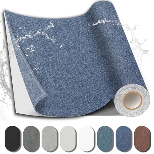 Fabric Repair Tape, Self-Adhesive Couch Patch for Furniture, Cloth - color: Linen Dark Blue, size: 17X79 Inch
