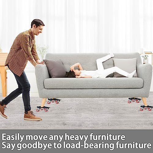Furniture-Dolly-Furniture-Movers with-5-Wheels, Furniture Sliders Lifters Tool Set for Moving Heavy Duty, Furniture Dollies, Max Capacity 1650Ib Red - size: Medium-Red