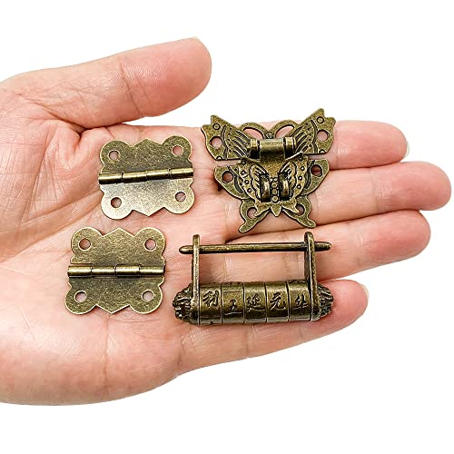 Mini Antique Butterfly Hasp Latch Lock, Bronze