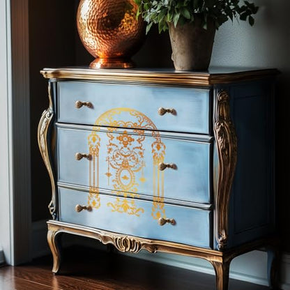 Gold Foil Rub on Transfer for Furniture DTF Transfers for Wood Drawer Decor, Golden Rococo Arch - style: Golden Rococo Arch