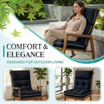 Patio Chair Cushions High Back 44"x22"x4" Thick (Black) - color: Black