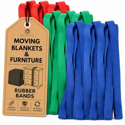 Kitchentoolz Moving Rubber Bands for Furniture & Moving Blankets - 12 Pack - size: 12-Pack Variety