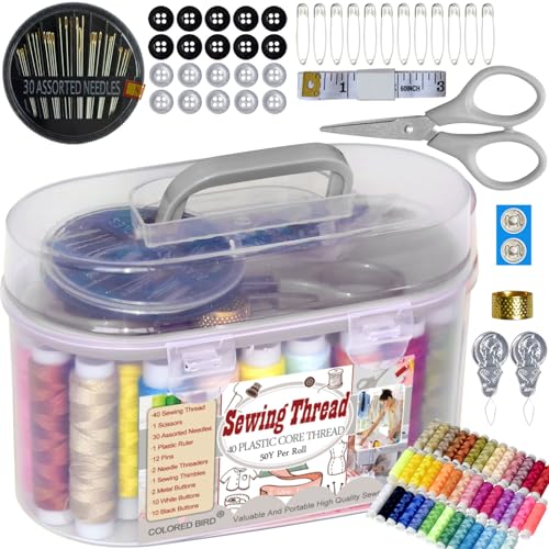 40 Spools of Sewing Thread,Gift Box Portable Basic Sewing Repair Kits (Grey) - color: Gray