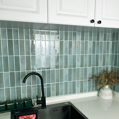 Alwayspon 12×12inch×10Pcs 2.5mm Thick Version Turquoise Marble Style 3D Vinyl Backsplash Tiles, Self-Adhesive Peel and Stick Wall Tile Stickers Stick on Subway Tiles for Kitchen Bathroom Wall - color: Turquoise