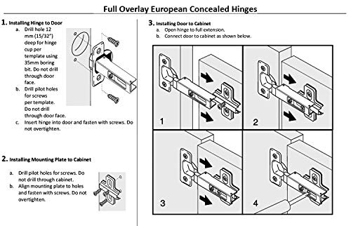 Berta (30 Pieces) Full Overlay Frameless European Hinges 105 Degree 2-Cam 4-Way Adjustable Concealed Kitchen Cabinet Door Hinges with Screws (30) - size: 30
