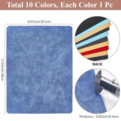 11 x 8 Inch 10 Colors Frosted Faux Suede Fabric Velvety Touch Solid PU Leather Sheets Waterproof Smooth Soft Synthetic Leather Vinyl Rolls for Upholstery Handmade DIY Sewing Crafts - color: 10 Colors 2