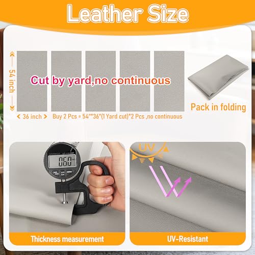 Meneng Gray Marine Vinyl Fabric: 54"x36" Faux Leather for Upholstery - color: Gray, size: 1Yard（54"x36"）