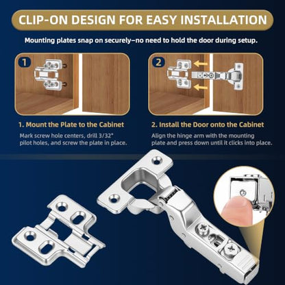 12 Pack Inset Soft Close Cabinet Hinges – 105° 3D Adjustable - style: inset