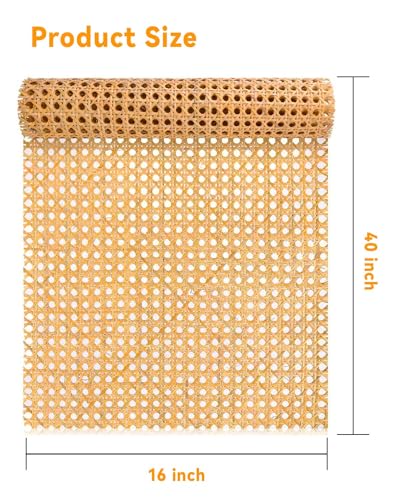 16-inch Wide Rattan Webbing 40-inch Long (3.3 ft.) Rattan Webbing Rolls for Furniture, Chairs, cabinets, Ceilings, beds Rattan Projects Basket Weaving Supplies Open mesh Rattan - color: Dark color16/40 inch