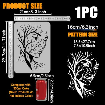 FINGERINSPIRE Tree Branch Face Painting Stencil 8.3x11.7inch with a Brush Hollowed Face Painting Stencils Facial Contours Drawing Template for Crafts Wood Canvas Furniture Wall Decoration - style: Tree Branch Face