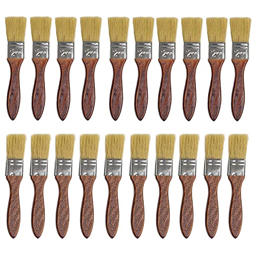 20PCS 1 inch Paint and Chip Stain Brushes Bristle Paint Brushes with Wooden Handle for Wall,House,Sash,Trim Paint Brush - size: 1"