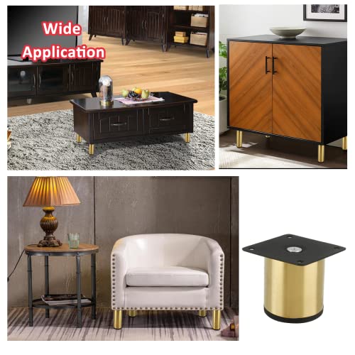 Gold Set of 4 Stainless Steel Furniture Legs 3 Inch/ 80 mm - size: 3 Inch