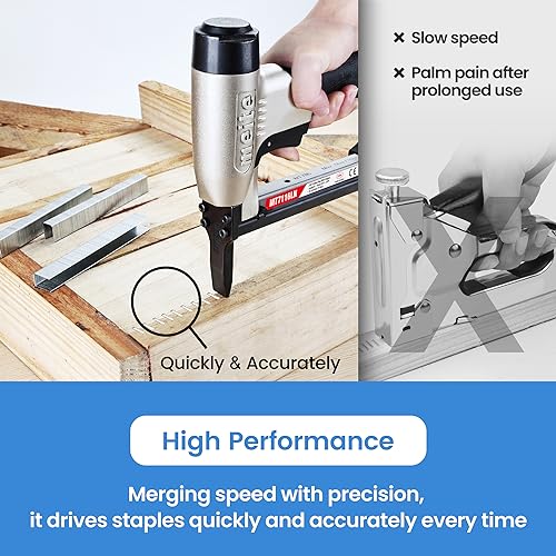 meite MT7116LN Pneumatic Upholstery Stapler 22 Gauge 71 Series 3/8" Crown 1/4" to 5/8" Length Long Nose Stapler